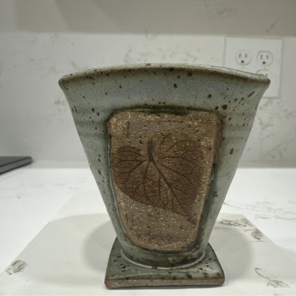 Art Pottery Vase Vessel Handmade Signed Small 3” Tall, 3”Wide At Mouth